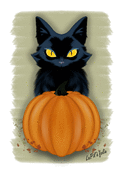 Chat noir et citrouille d'Halloween tendres